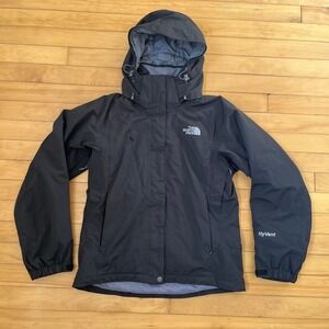 The North Face HyVent Insulated Hooded Rain Jacket Black ARY0 Womens Small